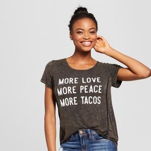 Vintage wash Love peace and tacos shirt
